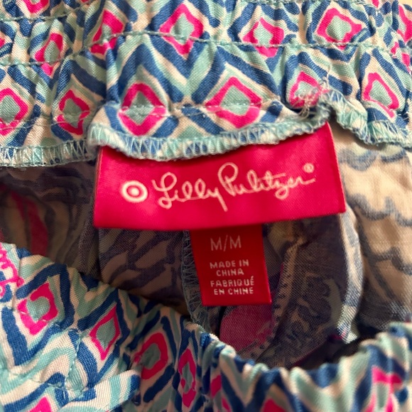 NWT Lilly Pulitzer for Target Wide Leg Palazzo Pants My Fans Pink Blue - Picture 3 of 4